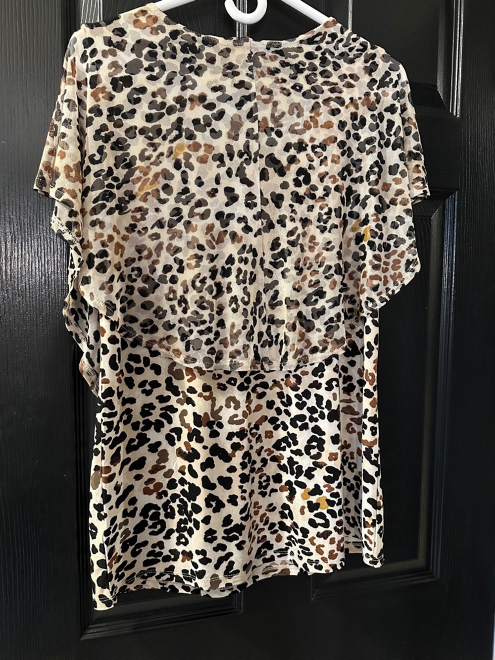 LILY MORGAN Leopard Print Short Sleeve Flowy Feminine Blouse, Sz Med - Picture 4 of 10